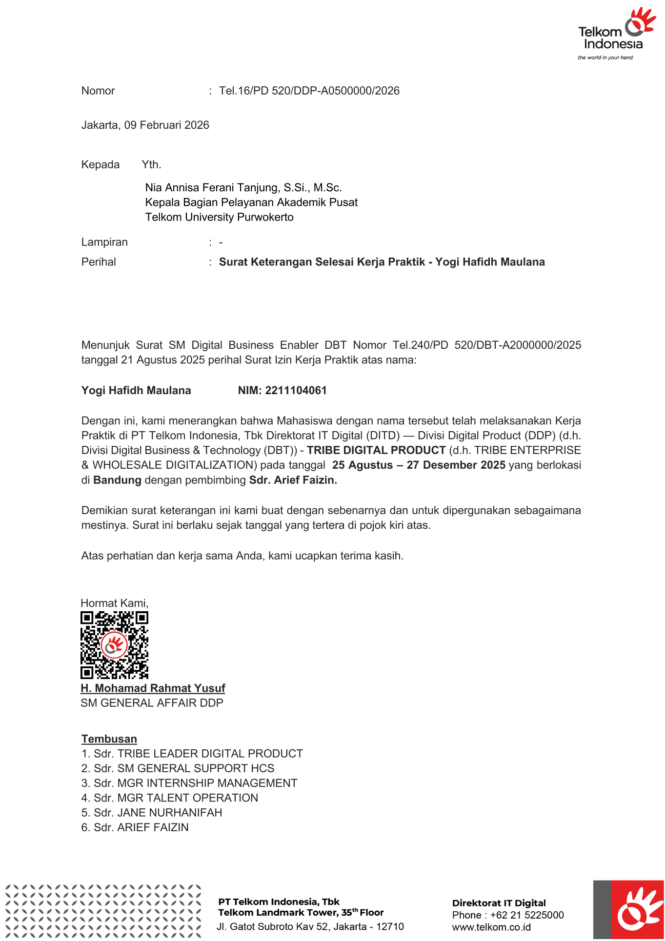 Paklaring PT Telekomunikasi Indonesia